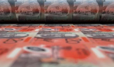 Printing Australian Dollar Notes Stock Illustration