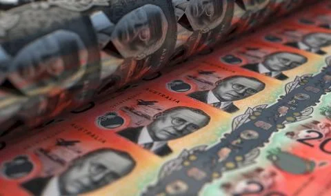 Printing Australian Dollar Notes Stock Photos