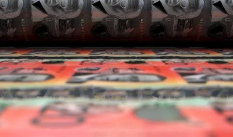 Printing Australian Dollar Notes Foto stock
