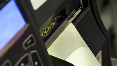 Printing of barcode labels on warehouse Stock Footage 122122540
