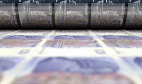 Printing British Pound Notes Stock Illustration
