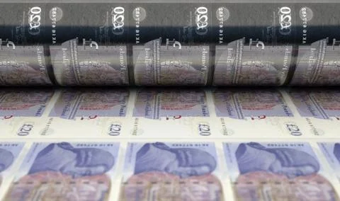 Printing British Pound Notes Stock Photos