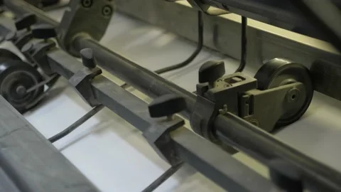 Printing of coloured newspapers with an offset printing machine at a printing Video stock 183532464