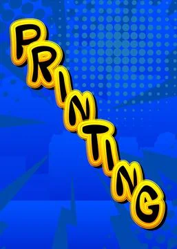 Printing. Comic book word text on abstract comics background. Retro pop art s イラスト素材