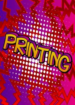 Printing. Comic book word text on abstract comics background. Retro pop art s イラスト素材