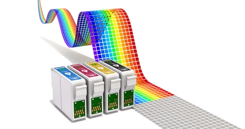 Printing concept with CMYK set of cartridges 動画素材 282969075