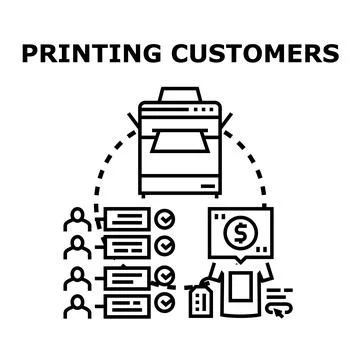 Printing customers ordering personalized product service Stock Illustration