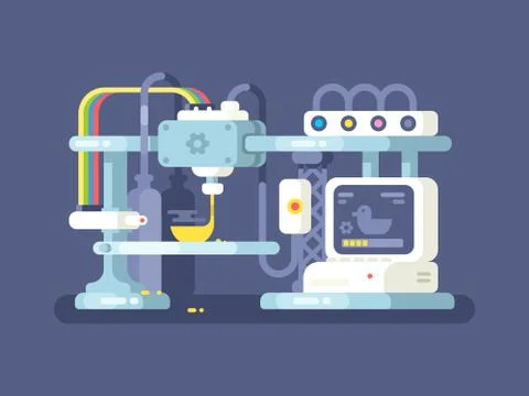 Printing device flat design Stock Illustration