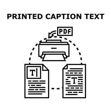 Printing digital documents creating text captions from pdf Stock Illustration