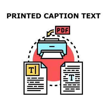 Printing digital documents creating text captions from pdf 库存插图