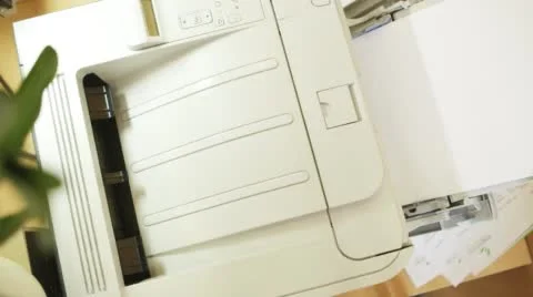 Printing document On And Old Printer Stock Footage 47244207