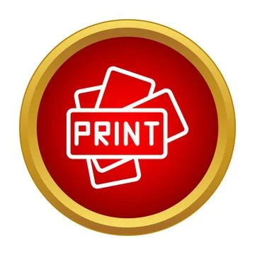 Printing document icon on red button graphic Stockillustratie