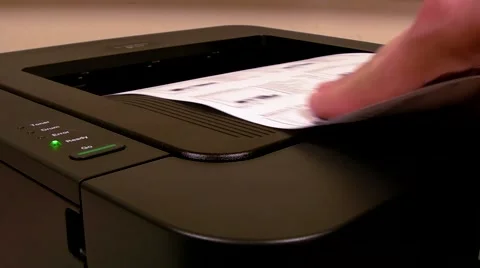 Printing A Document On The Printer &amp; paper being picked up. Video stock 41893309