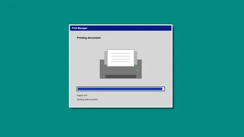 Printing document progress dialog box on computer screen Stock Footage 347390914