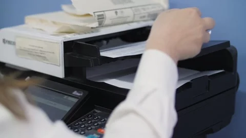 Printing documents on an office printer Stock Footage 301601765