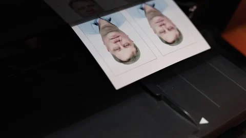 Printing documents on a printer. Photo studio service - creating photos for p Stock Footage 321131359