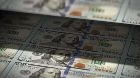 Printing dollar leaf Stock Footage 69900796