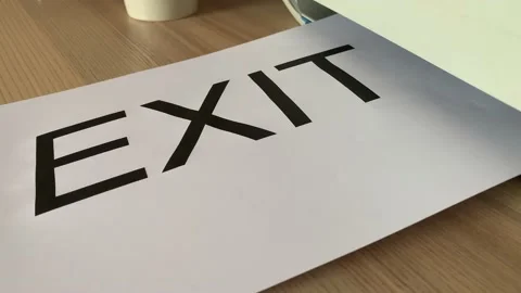 Printing “EXIT” text written message on paper sheet A4 document Stock Footage 179576805