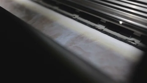 Printing head creates image on paper in machine. printer for printing large form Stock-Footage 98859326