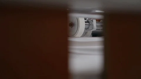 Printing house cut sheets of paper go on the conveyor. Detail of Modern Printing Stock Footage 129361822