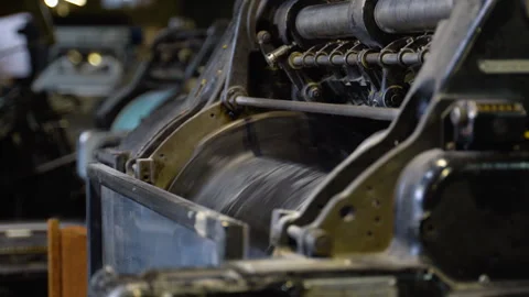 Printing house. Offset printing process. Paper submission Stock Footage 257042736
