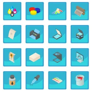 Printing icon blue app Stock Illustration