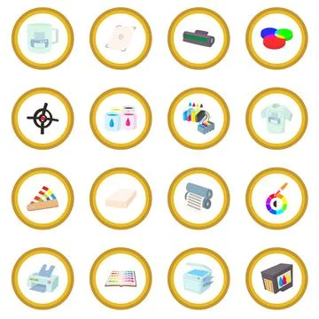 Printing icon circle 스톡 일러스트