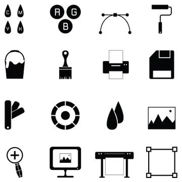 Printing icon set Stock Illustration