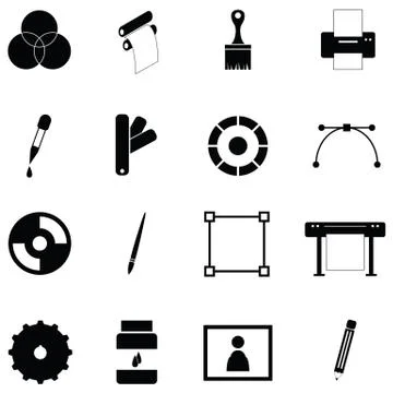 Printing icon set Stock Illustration