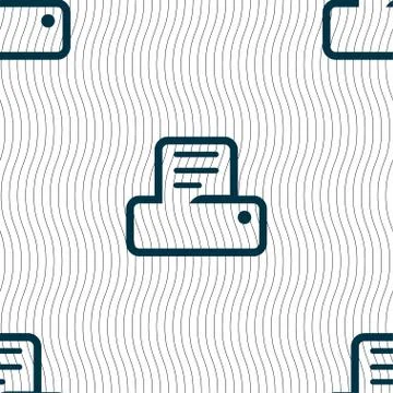 Printing icon sign. Seamless pattern with geometric texture. Vector Stock Illustration