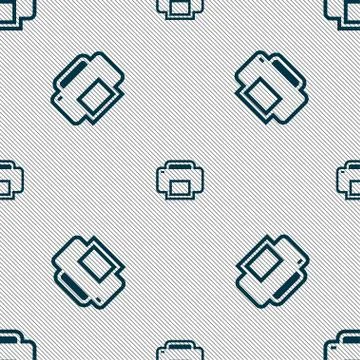 Printing icon sign. Seamless pattern with geometric texture. Vector Stock Illustration