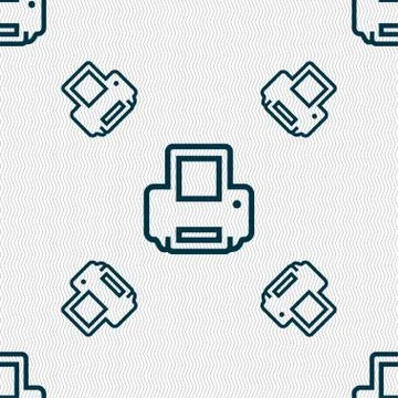 Printing icon sign. Seamless pattern with geometric texture. Vector Illustrazione stock