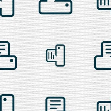 Printing icon sign. Seamless pattern with geometric texture. Vector Stock Illustration