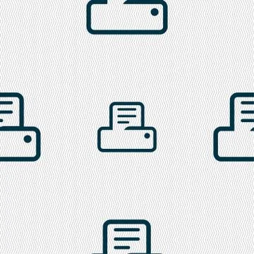 Printing icon sign. Seamless pattern with geometric texture. Vector Illustrazione stock