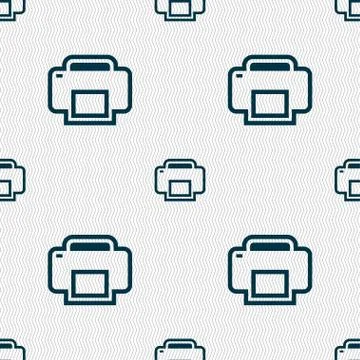 Printing icon sign. Seamless pattern with geometric texture. Vector Illustrazione stock