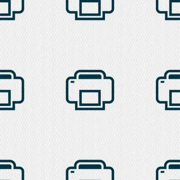 Printing icon sign. Seamless pattern with geometric texture. Vector Illustrazione stock
