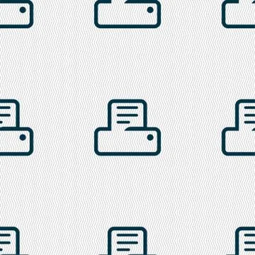 Printing icon sign. Seamless pattern with geometric texture. Vector Stock Illustration