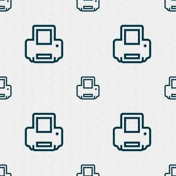 Printing icon sign. Seamless pattern with geometric texture. Illustrazione stock
