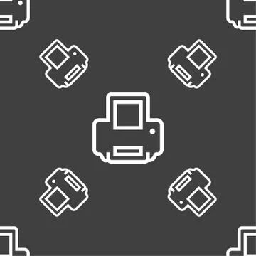 Printing icon sign. Seamless pattern on a gray background. Illustrazione stock