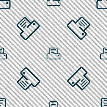 Printing icon sign. Seamless pattern with geometric texture. Illustrazione stock