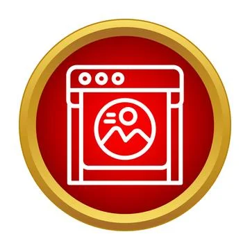 Printing image icon on red and gold button Illustrazione stock