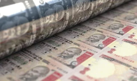 Printing Indian Rupee Notes イラスト素材