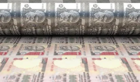 Printing Indian Rupee Notes Stock Photos