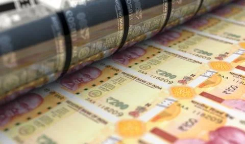 Printing Indian Rupee Notes Foto stock