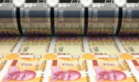 Printing Indian Rupee Notes Foto stock