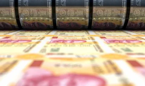 Printing Indian Rupee Notes Stock Photos