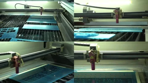 Printing industry. Acrylic engraving. Split screen Stock Footage 256021726