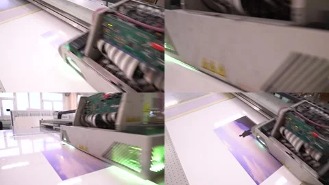 Printing industry. UV printer. Split Screen Video stock 256021724