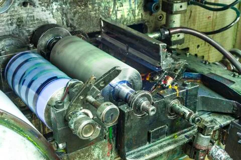 Printing labels on Label Printing machine Stock Photos