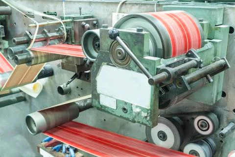 Printing labels on Label Printing machine Stock Photos